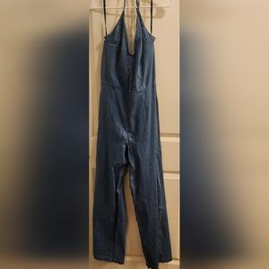 Premier Amour Denim Halter Jumpsuit Size 14